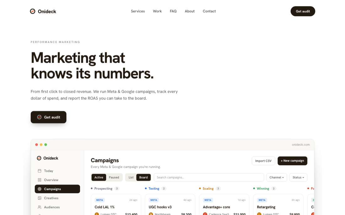 Onideck website